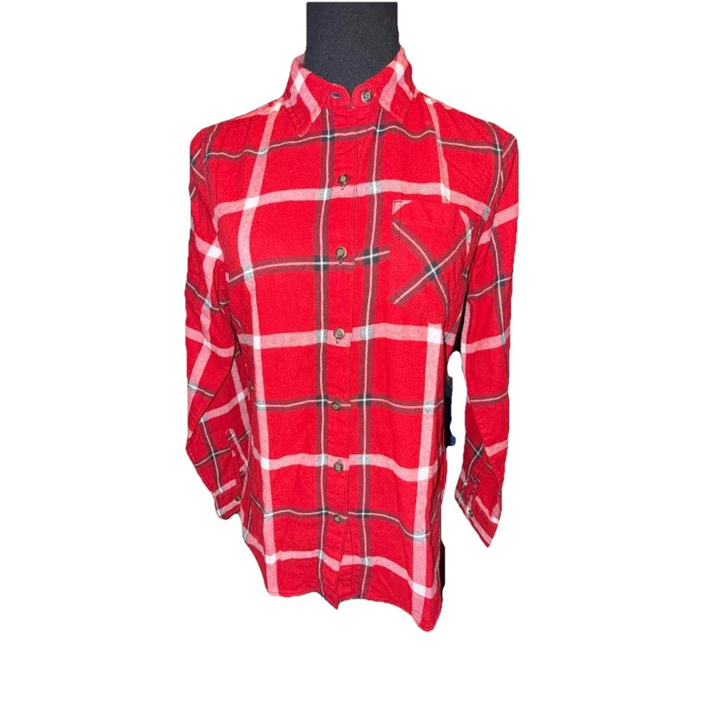 Northeast Outfitters Flannel Shirt Womens Small Red Plaid Pocket Button Front‎